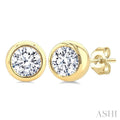 Round Shape Bezel Set Diamond Stud Earrings