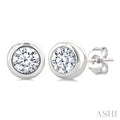 Round Shape Bezel Set Diamond Stud Earrings
