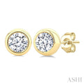 Round Shape Bezel Set Diamond Stud Earrings