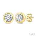 Round Shape Bezel Set Diamond Stud Earrings