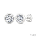 Round Shape Bezel Set Diamond Stud Earrings