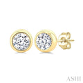 Round Shape Bezel Set Diamond Stud Earrings