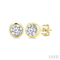 Round Shape Bezel Set Diamond Stud Earrings