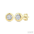 Round Shape Bezel Set Diamond Stud Earrings