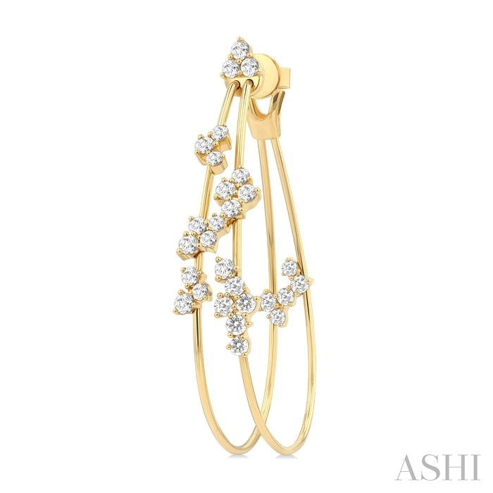 Double Row Diamond Fashion Hoop Earrings