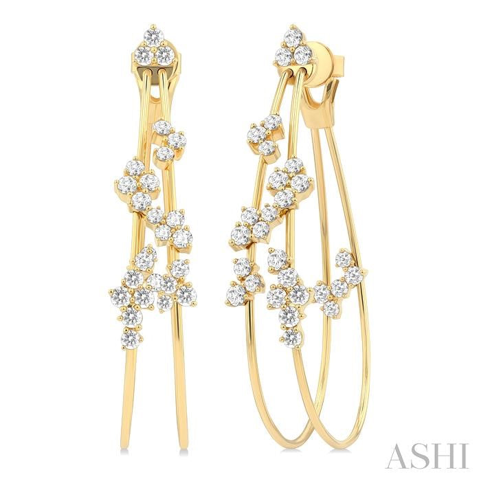 Double Row Diamond Fashion Hoop Earrings