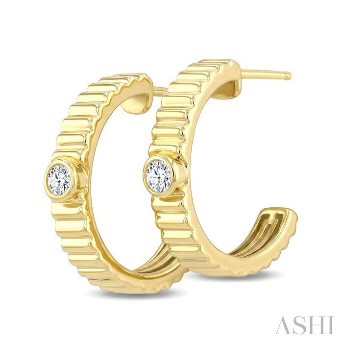 Pirouette Bezel Set Diamond Fashion Half Hoop Earrings