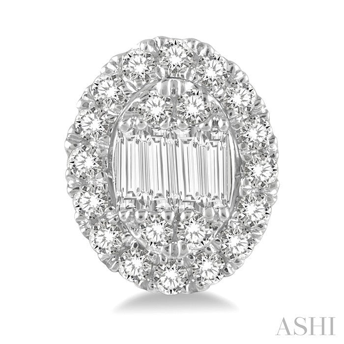 Oval Shape Halo Fusion Diamond Fashion Earrings