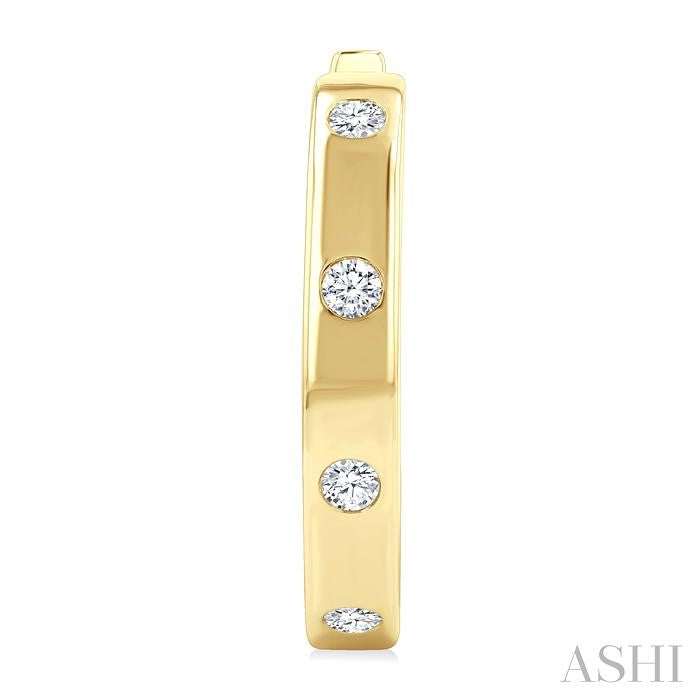 Flush Bezel Set Diamond Fashion Hoop Earrings