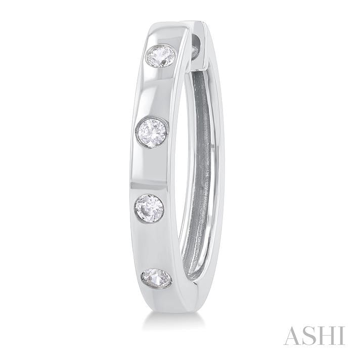 Flush Bezel Set Diamond Fashion Hoop Earrings