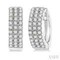 Three Row Petite Diamond Huggie Fashion Earrings