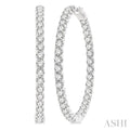 1 3/4-Inch Round Inside-Out Diamond Hoop Earrings