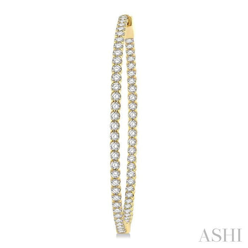 1 3/4-Inch Round Inside-Out Diamond Hoop Earrings