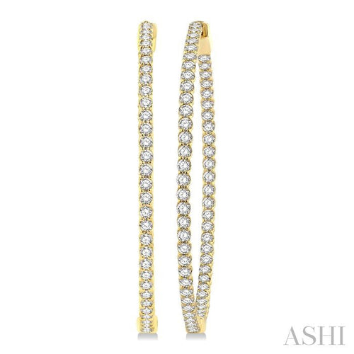 1 3/4-Inch Round Inside-Out Diamond Hoop Earrings