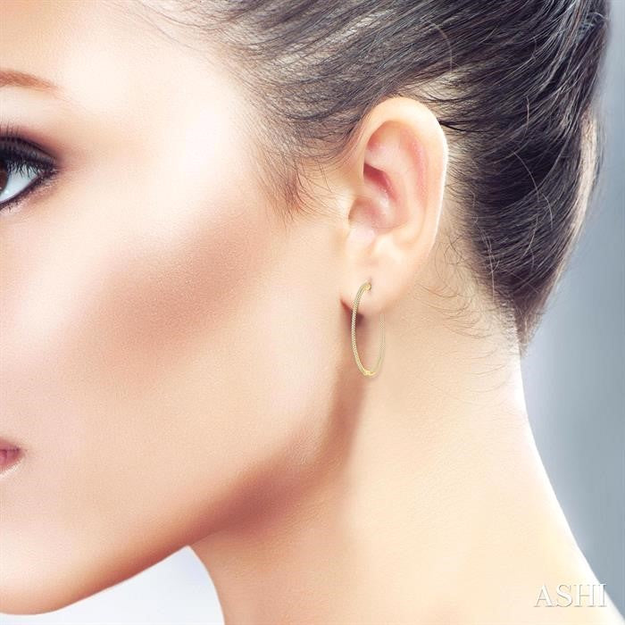 1 3/4-Inch Round Inside-Out Diamond Hoop Earrings