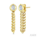 Pear Shape Curb Bezel Diamond Fashion Earrings