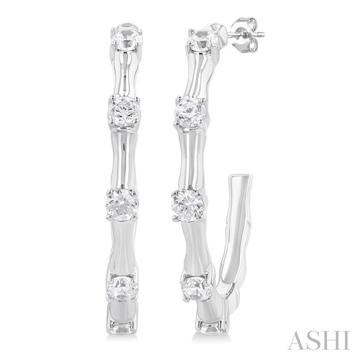 Diamond Fashion Bamboo Half Hoop Earrings
