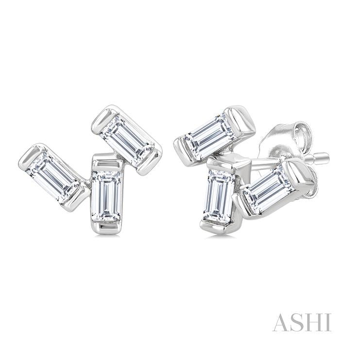 Scatter Baguette Petite Diamond Fashion Earrings