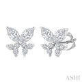 Twin Fish Diamond Stud Earrings