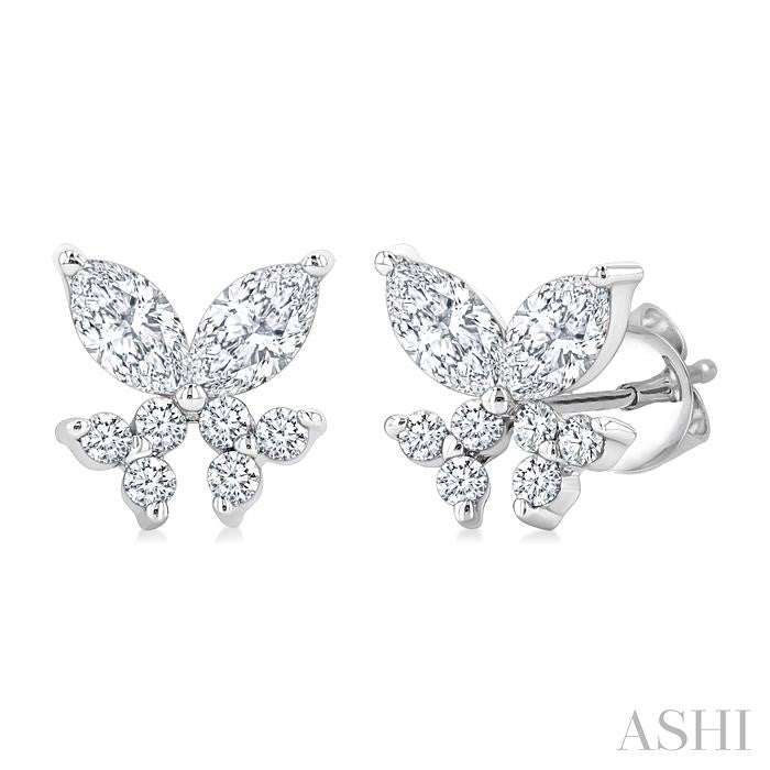 Twin Fish Diamond Stud Earrings