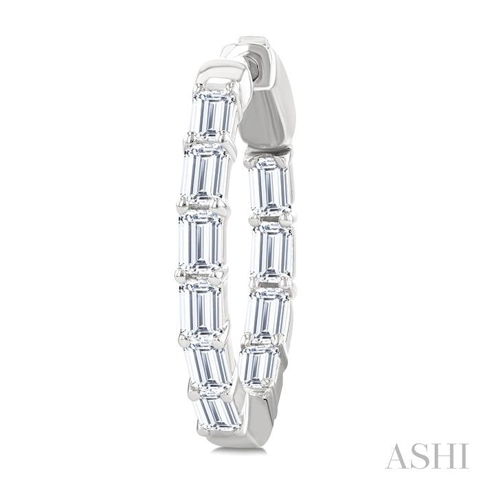 Emerald Shape Inside-Out Diamond Fashion Hoop Earrings