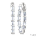 Emerald Shape Inside-Out Diamond Fashion Hoop Earrings