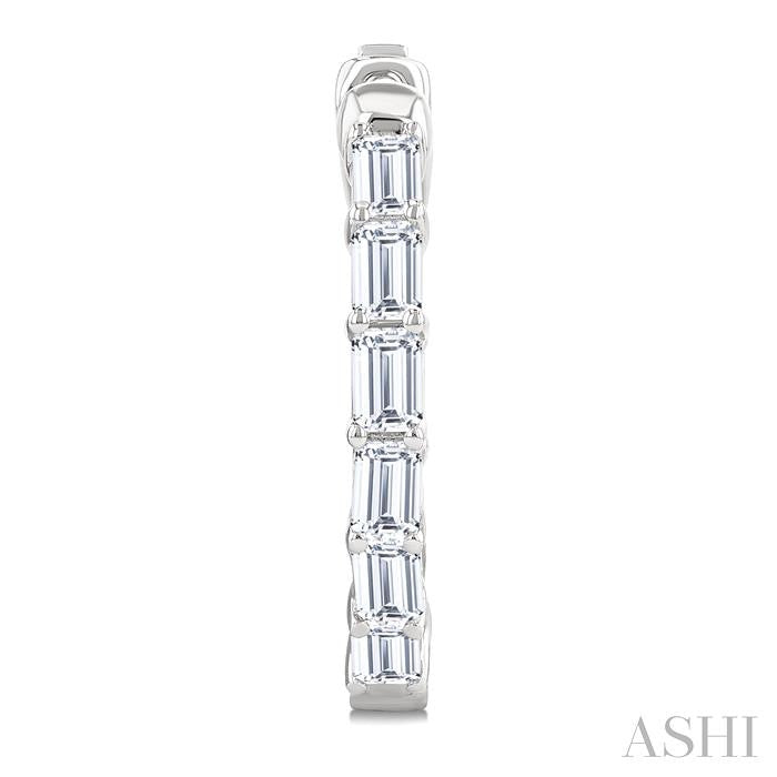 Emerald Shape Inside-Out Diamond Fashion Hoop Earrings