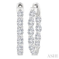 Oval Shape Inside-Out Diamond Fashion Hoop Earrings