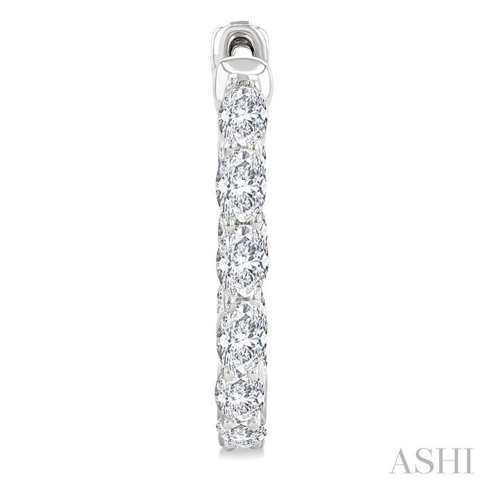 Oval Shape Inside-Out Diamond Fashion Hoop Earrings