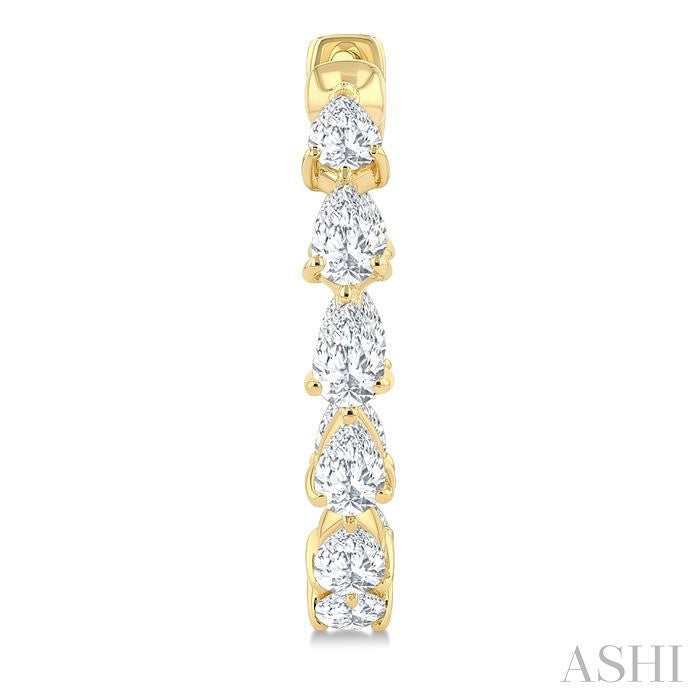 Pear Shape Inside-Out Diamond Fashion Hoop Earrings