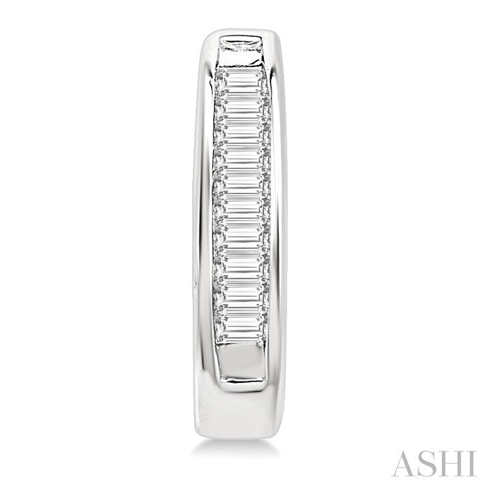 Channel Set Baguette Diamond Huggie Earrings