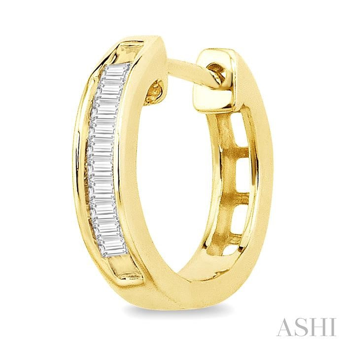 Channel Set Baguette Diamond Huggie Earrings