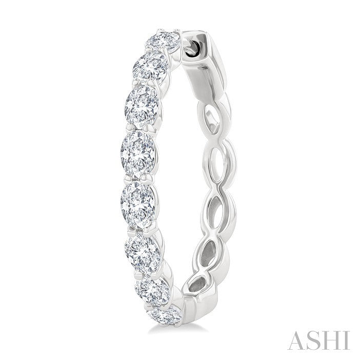 Oval Shape Diamond Fashion Hoop Earrings