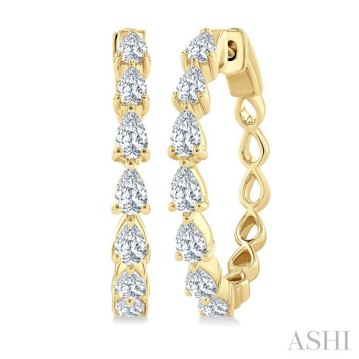 Pear Shape North-South Diamond Fashion Hoop Earrings