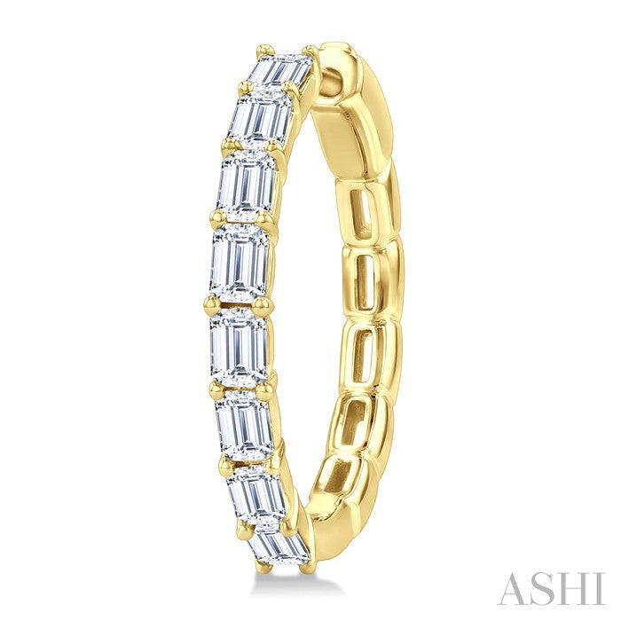 Emerald Shape North-South Diamond Fashion Hoop Earrings