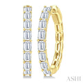 Emerald Shape North-South Diamond Fashion Hoop Earrings