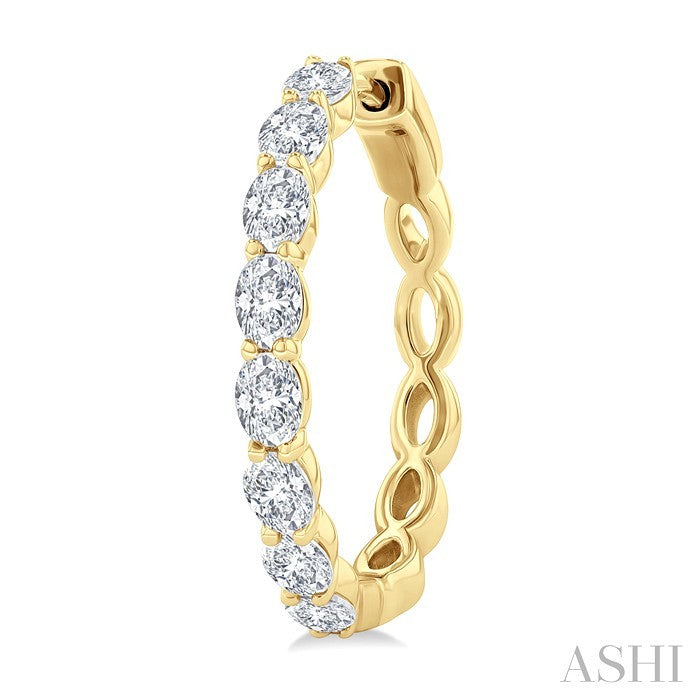 Oval Shape Diamond Fashion Hoop Earrings