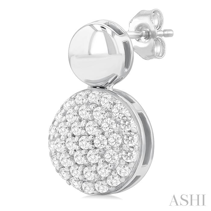 Pave-Set Round Shape Diamond Fashion Earrings
