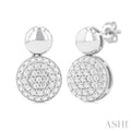 Pave-Set Round Shape Diamond Fashion Earrings