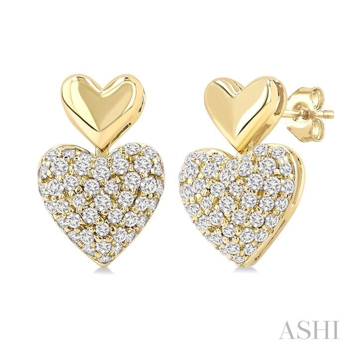 Pave-Set Heart Shape Diamond Fashion Earrings