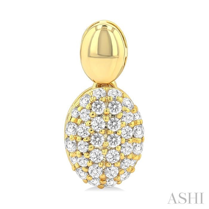 Pave-Set Oval Shape Diamond Fashion Earrings
