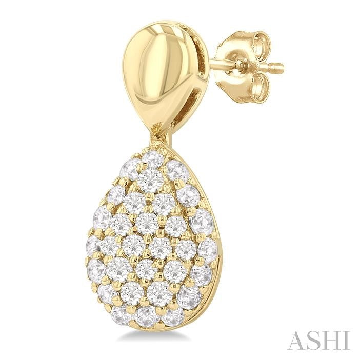 Pave-Set Pear Shape Diamond Fashion Earrings