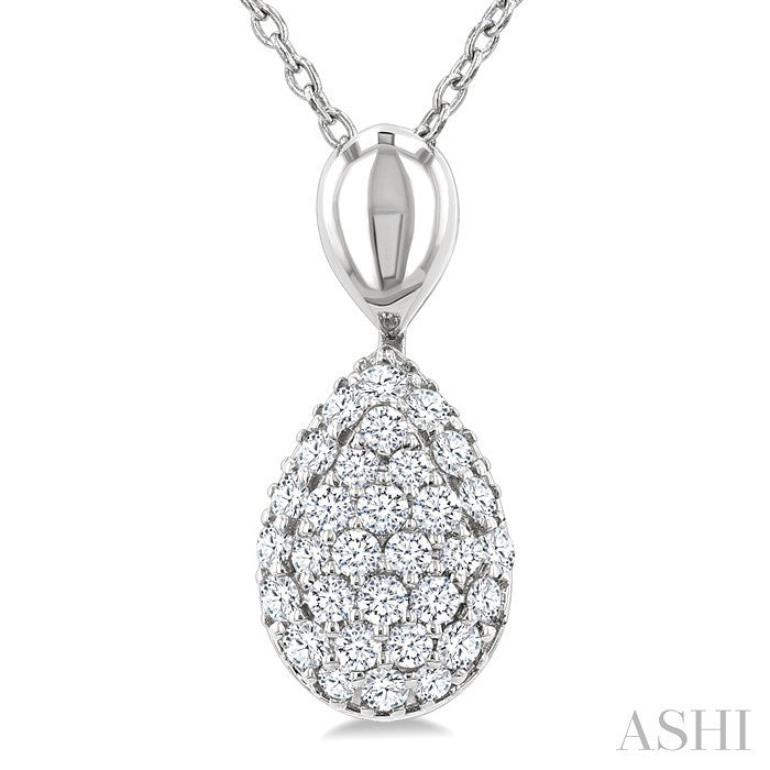 Pave-Set Pear Shape Diamond Fashion Pendant