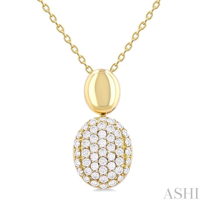 Pave-Set Oval Shape Pave Diamond Fashion Pendant