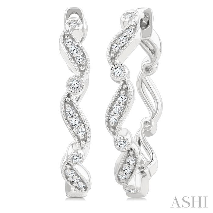 Wave Diamond Fashion Hoop Earrings