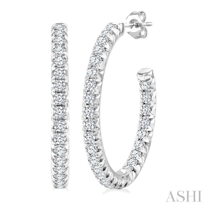 Pave Set Inside-Out Diamond Half Hoop Earrings