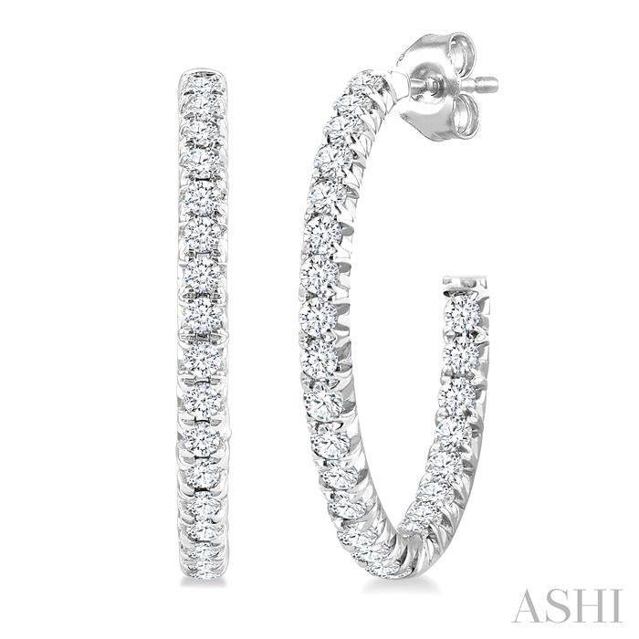 Pave Set Inside-Out Diamond Half Hoop Earrings