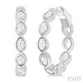 Marquise Shape Bezel Set Diamond Fashion Hoop Earrings