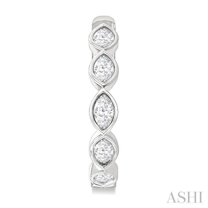 Marquise Shape Bezel Set Diamond Fashion Hoop Earrings