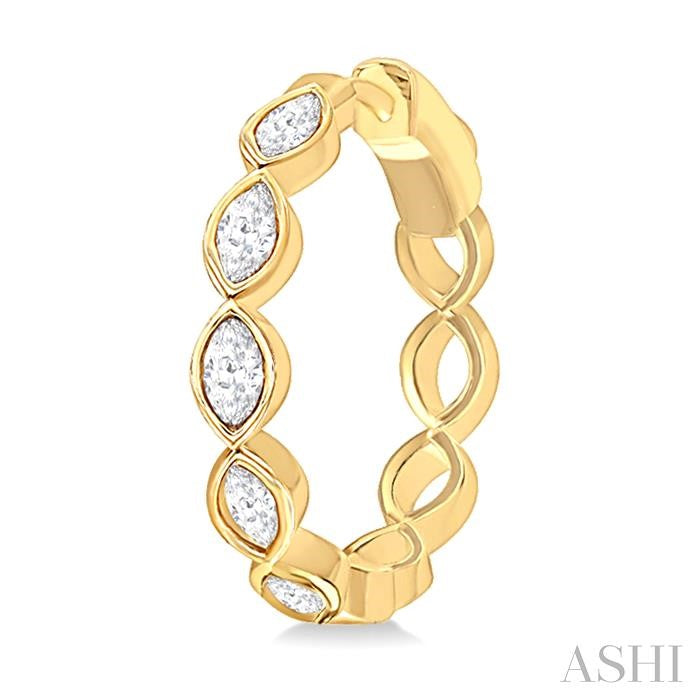 Marquise Shape Bezel Set Diamond Fashion Hoop Earrings